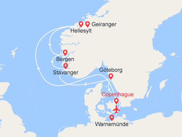 itinéraire croisière Europe du Nord : Terres des Vikings : Norvège, Suède, Allemagne
