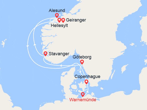 itinéraire croisière Fjords : Terres des Vikings: Allemagne, Danemark, Norvège