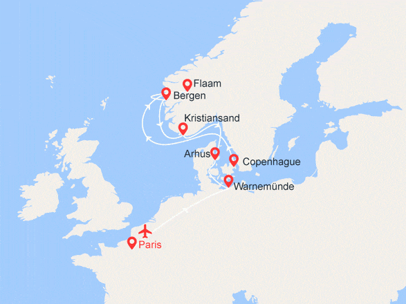 itinéraire croisière Fjords - Fjords : Terres des Vikings: Allemagne, Danemark, Norvège - Vols inclus