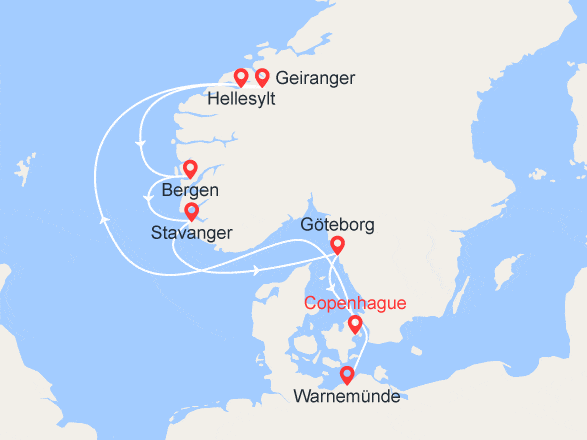 itinéraire croisière Fjords : Terres des Vikings: Norvège, Danemark, Allemagne