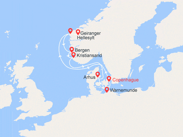itinéraire croisière Fjords : Terres des Vikings: Norvège, Danemark, Allemagne