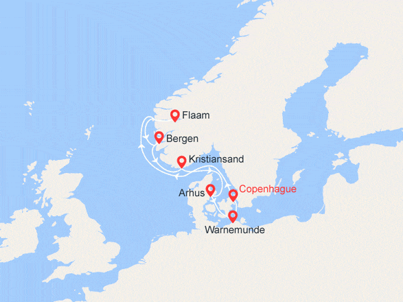 itinéraire croisière Fjords - Fjords : Terres des Vikings: Norvège, Danemark, Allemagne