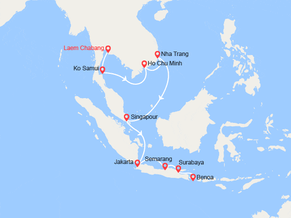 itinéraire croisière Asie : Thaïlande, Vietnam, Japon, Chine, Indonésie