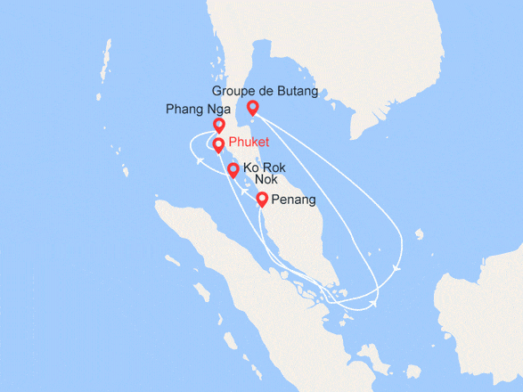 itinéraire croisière Asie : Thaïlande et Malaisie - Itinéraire Sud