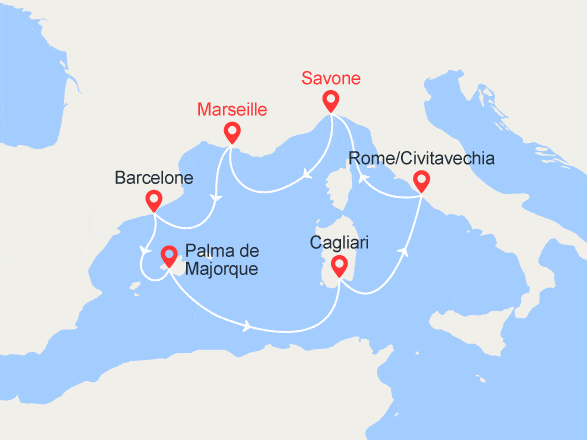 itinéraire croisière Iles Baléares : TOP PROMO ! L'éclat de la Méditerranée: Espagne, Iles Baléares et Italie