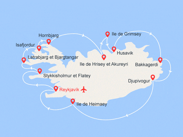 itinéraire croisière Europe du Nord : Tour d'Islande - Terre des elfes, sagas et volcans