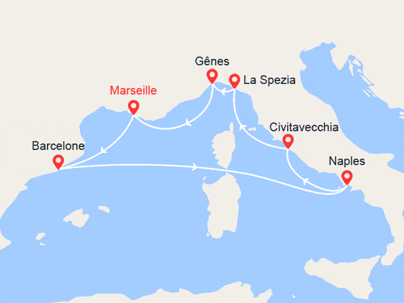 itinéraire croisière Méditerranée Occidentale : Tour d'Italie