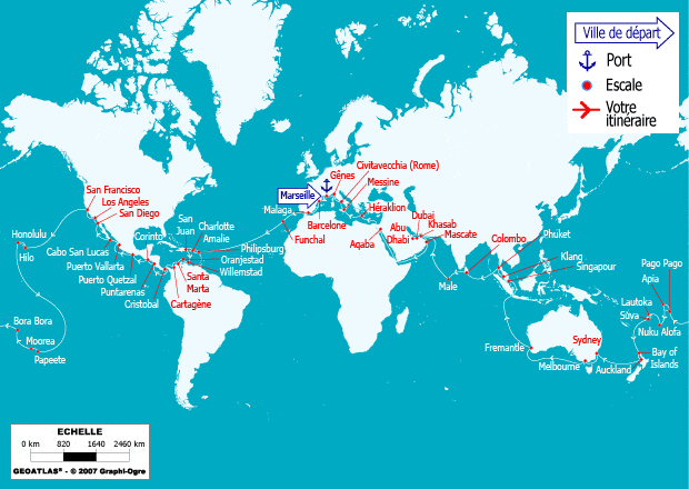 itinéraire croisière Tour du Monde : Tour du Monde 2019