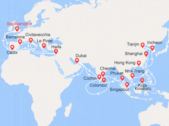 itinéraire croisière Tour du Monde : Tour du Monde 2019