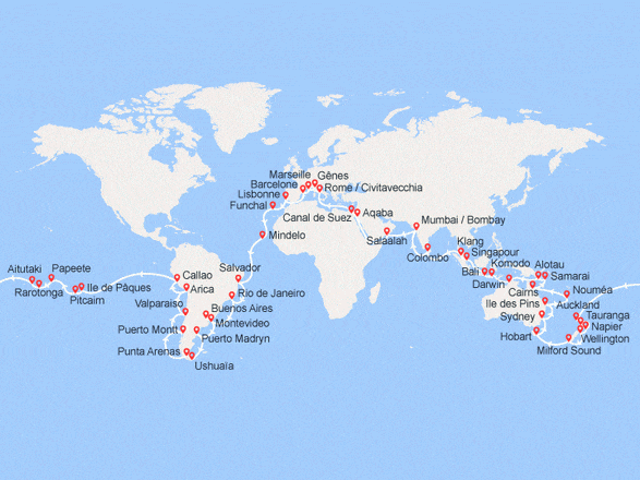 itinéraire croisière Tour du Monde : Tour du Monde 2020
