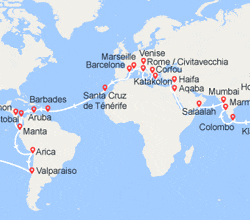 itinéraire croisière Tour du Monde : Tour du Monde 2020 au départ de Venise