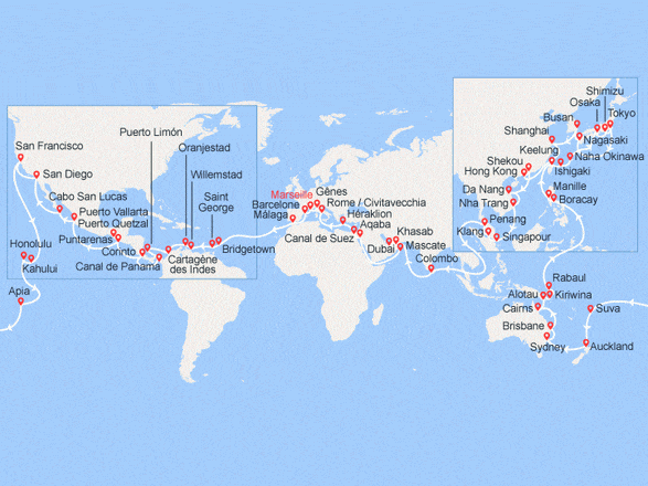 itinéraire croisière Tour du Monde : Tour du Monde 2021