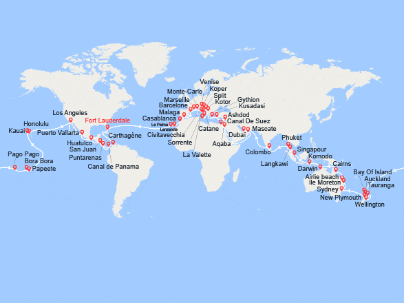 itinéraire croisière Tour du Monde : Tour du monde 2023