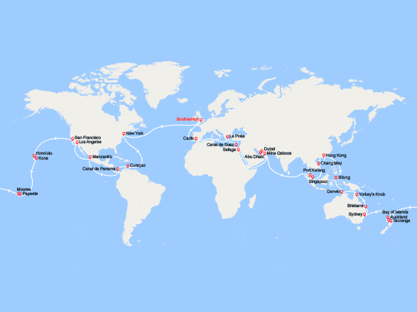 itinéraire croisière Tour du Monde : Tour du Monde 2026