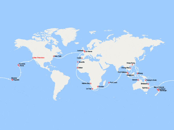itinéraire croisière Tour du Monde : Tour du Monde 2026 : de San Francisco à New York
