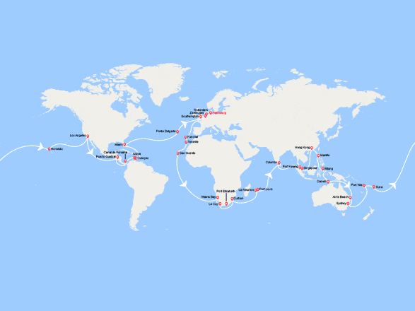 itinéraire croisière Tour du Monde : Tour du monde 2026 au départ de Hambourg