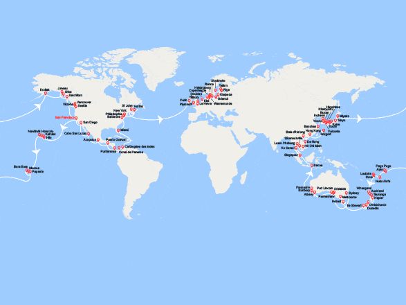 itin&eacute;raire croisi&egrave;re Tour du Monde : Tour du Monde 2027 