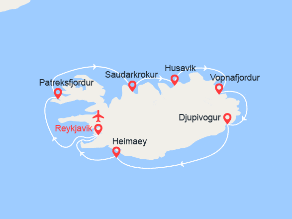 itinéraire croisière Islande : Toute l'Islande