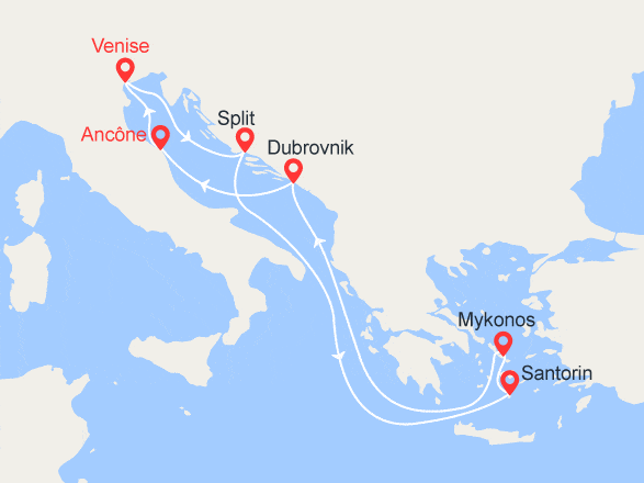 itinéraire croisière Iles grecques : Toutes les nuances de bleu: Croatie, Iles grecques, Italie