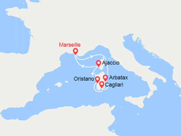 itin&eacute;raire croisi&egrave;re Méditerranée Orientale : Traditions corses et sardes 