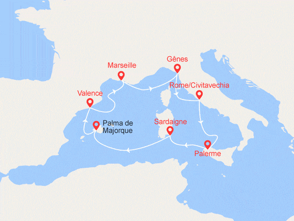 itinéraire croisière Méditerranée : Traditions du Sud : Italie, Espagne, France