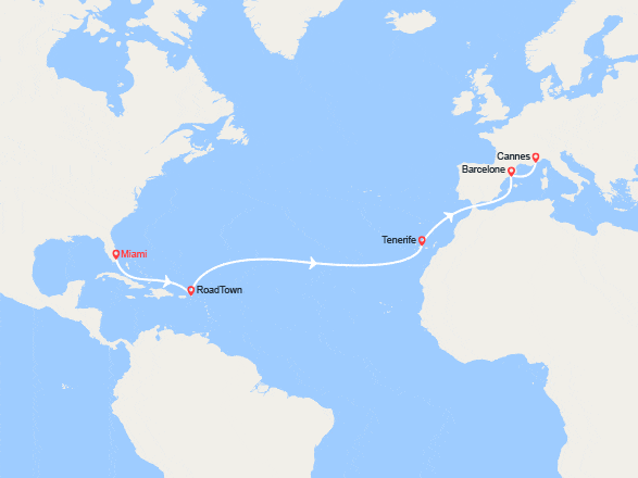 itinéraire croisière Transatlantique : Transatlantique : de Floride en France
