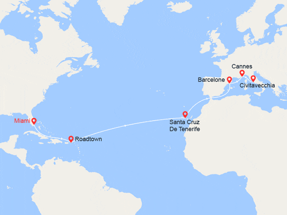 itinéraire croisière Transatlantique : Transatlantique : de Floride en Italie 