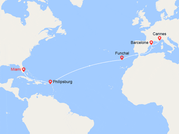itinéraire croisière Transatlantique : Transatlantique : de Floride en Provence 