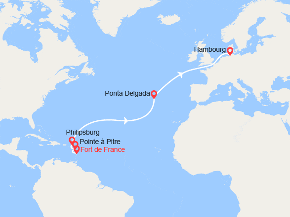 itin&eacute;raire croisi&egrave;re Transatlantique : Transatlantique : de Martinique en Allemagne 