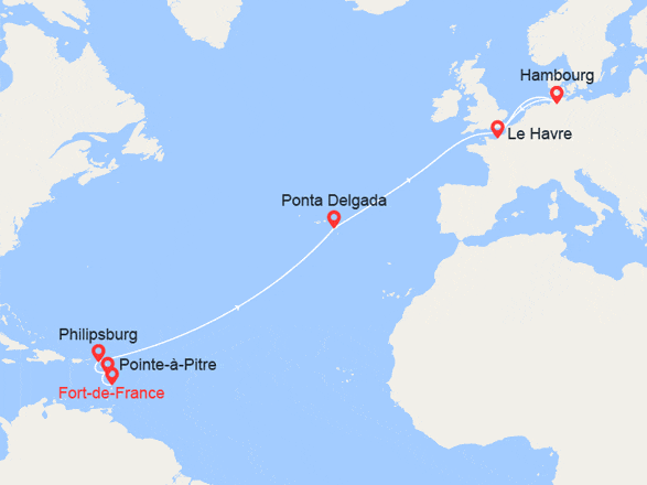 itinéraire croisière Transatlantique : Transatlantique : de Martinique en France
