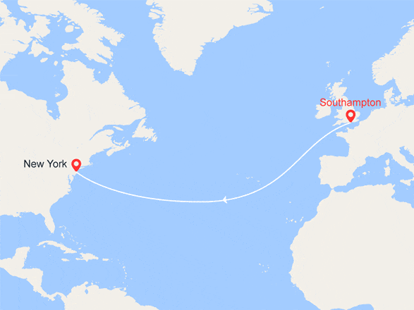itinéraire croisière Transatlantique : Transatlantique Inaugurale : De Southampton à New York