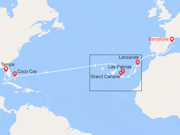 itinéraire croisière Transatlantique : Traversée de l'Atlantique