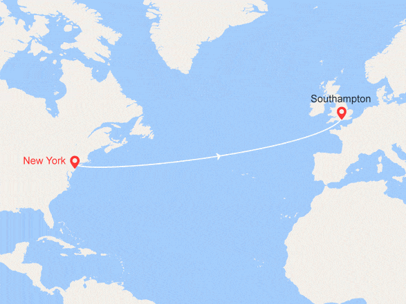 itinéraire croisière Transatlantique : Traversée transatlantique de New York à Southampton