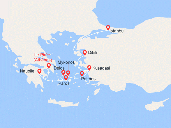 itinéraire croisière Iles grecques : Trésors antiques de la Méditerranée : Iles grecques & Turquie