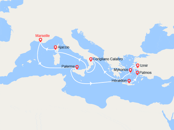 itin&eacute;raire croisi&egrave;re Méditerranée Occidentale : Trésors de la mer Égée 