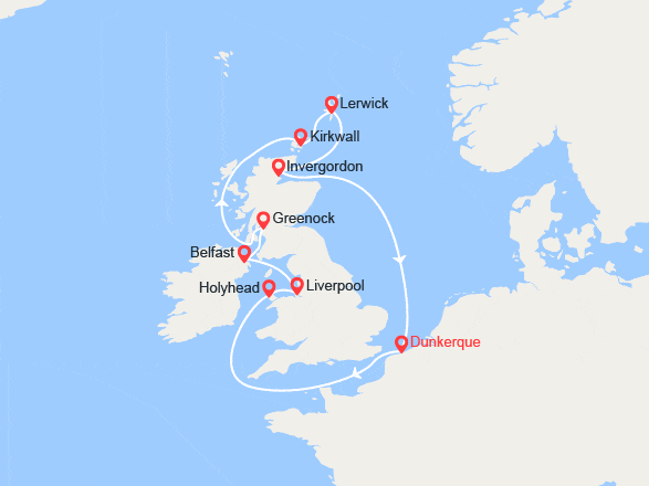 itin&eacute;raire croisi&egrave;re Méditerranée Orientale : Trésors des Îles Britanniques 