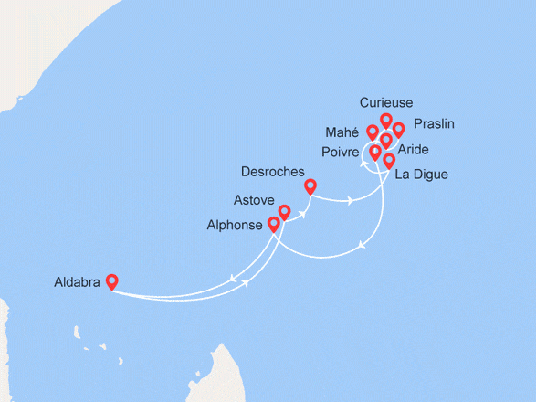 itinéraire croisière Océan Indien : TROPICALE EXPÉDITION : Seychelles et atoll d'Aldabra