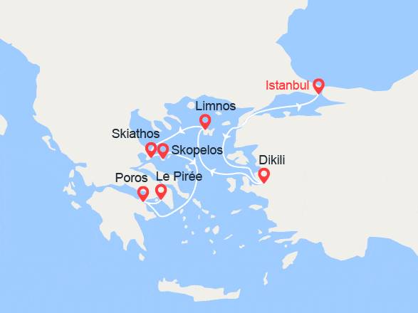 itinéraire croisière Iles grecques : Turquie & Grèce : d'Istanbul à Athènes