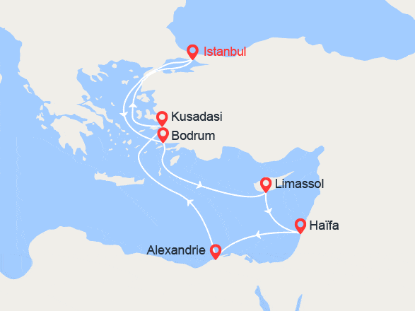 itinéraire croisière Méditerranée : Turquie, Chypre, Egypte