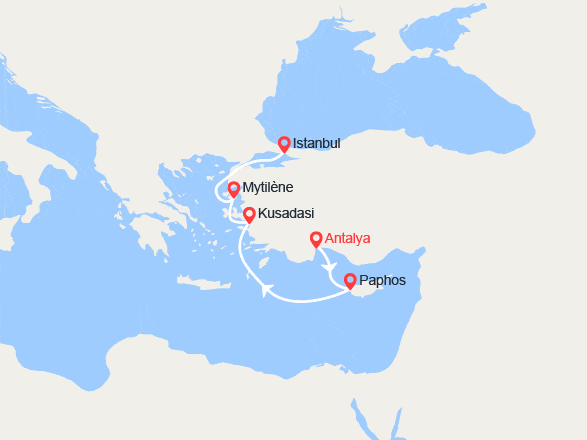 itinéraire croisière Méditerranée Orientale : Turquie, Chypre, îles Grecques