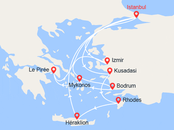itinéraire croisière Iles grecques : Turquie, Grèce