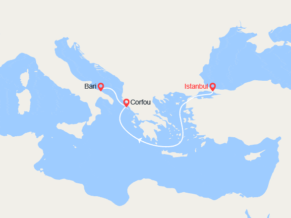 itin&eacute;raire croisi&egrave;re Méditerranée Orientale : Turquie, Grèce : De Istanbul à Bari  