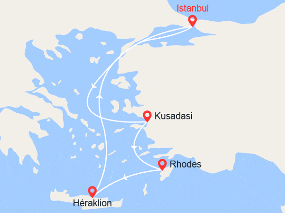 itinéraire croisière Iles grecques : Turquie, Grèce, Crète