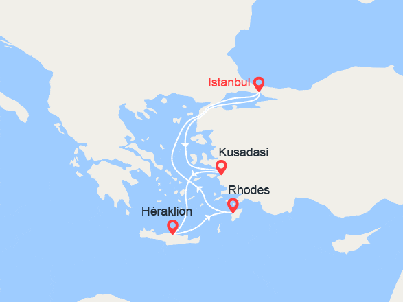 itinéraire croisière Iles grecques : Turquie, Grèce, Crète