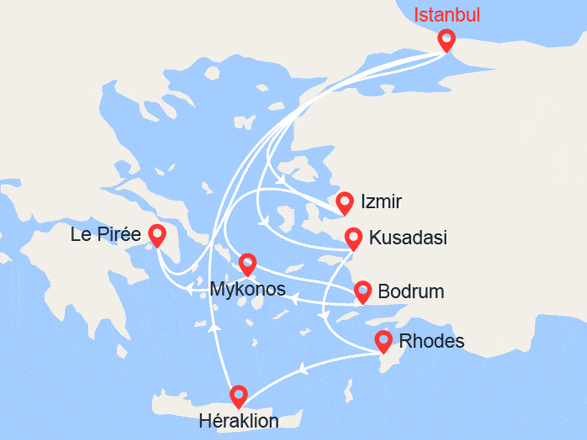 itinéraire croisière Iles grecques : Turquie, Grèce, Crète