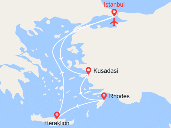 itinéraire croisière Iles grecques : Turquie, Grèce, Crète