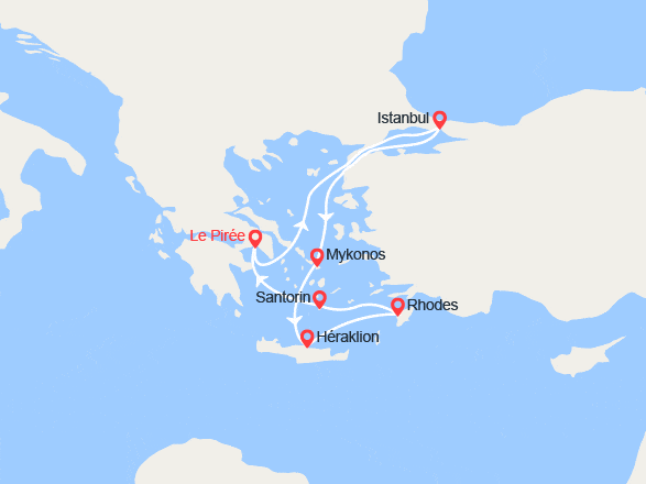 itinéraire croisière Méditerranée Orientale : Turquie, Grèce: Istanbul, Mykonos, Rhodes, Santorin
