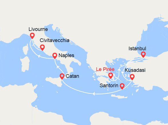 itinéraire croisière Méditerranée : Turquie, Grèce, Italie