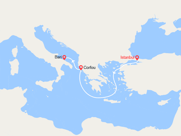 itin&eacute;raire croisi&egrave;re Méditerranée Orientale : Turquie, Grèce, Italie 