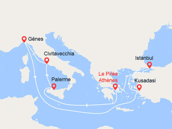 itinéraire croisière Méditerranée : Turquie, Grèce, Sicile, Italie
